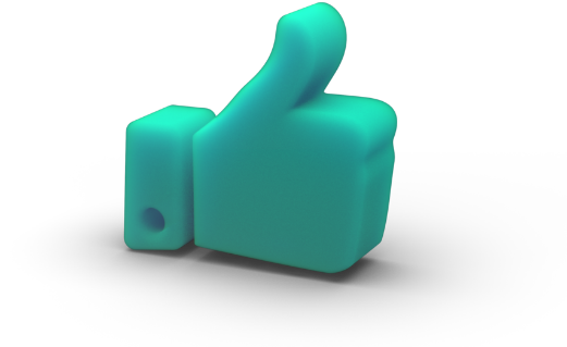 3D graphic of a thumbs up
