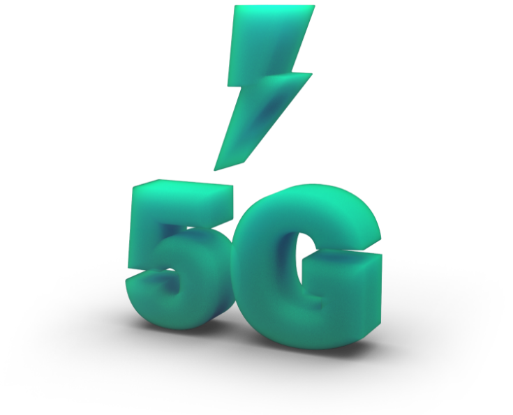 3D graphic showing the word 5G